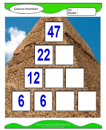 Çıkarma Pramidi Çalışma Sayfaları